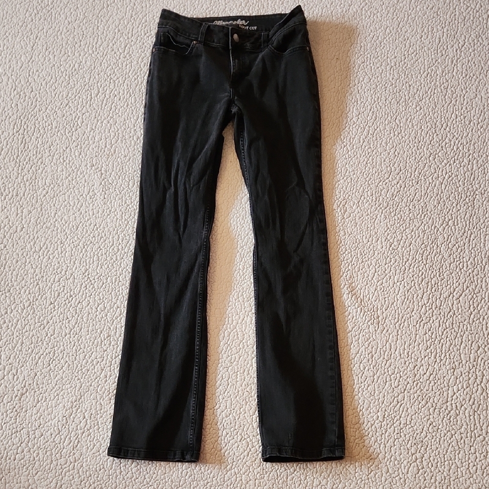 Wrangler Faded Black Bootcut Mid-rise Jeans Distressed Western Cowgirl Retro